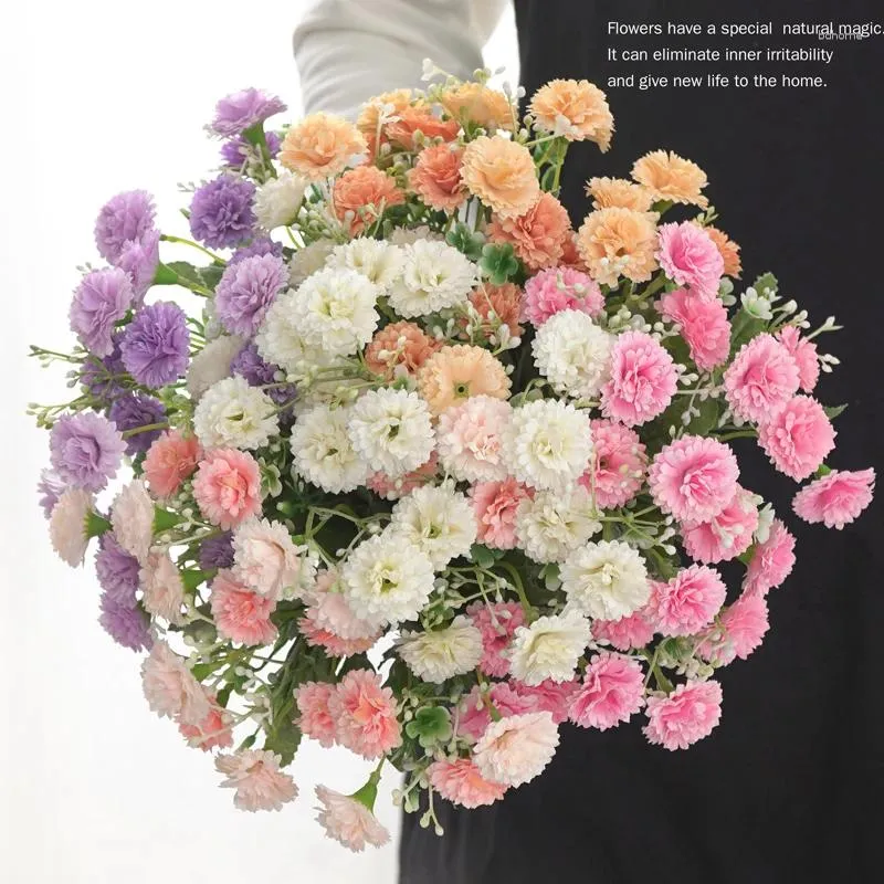 Fleurs décoratives simulation carnation bouquet de décoration de maison de décoration de maison arrangement de fleurs accessoires de prise de vue