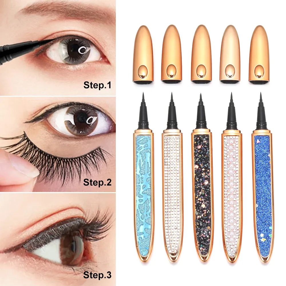 Eyeliner Selfadhesive Magic Lash Liner Glue Pen Non Magnetic No Glue Diamond Glitter Liquid Eyeliner Waterproof Longlasting Fast Dry