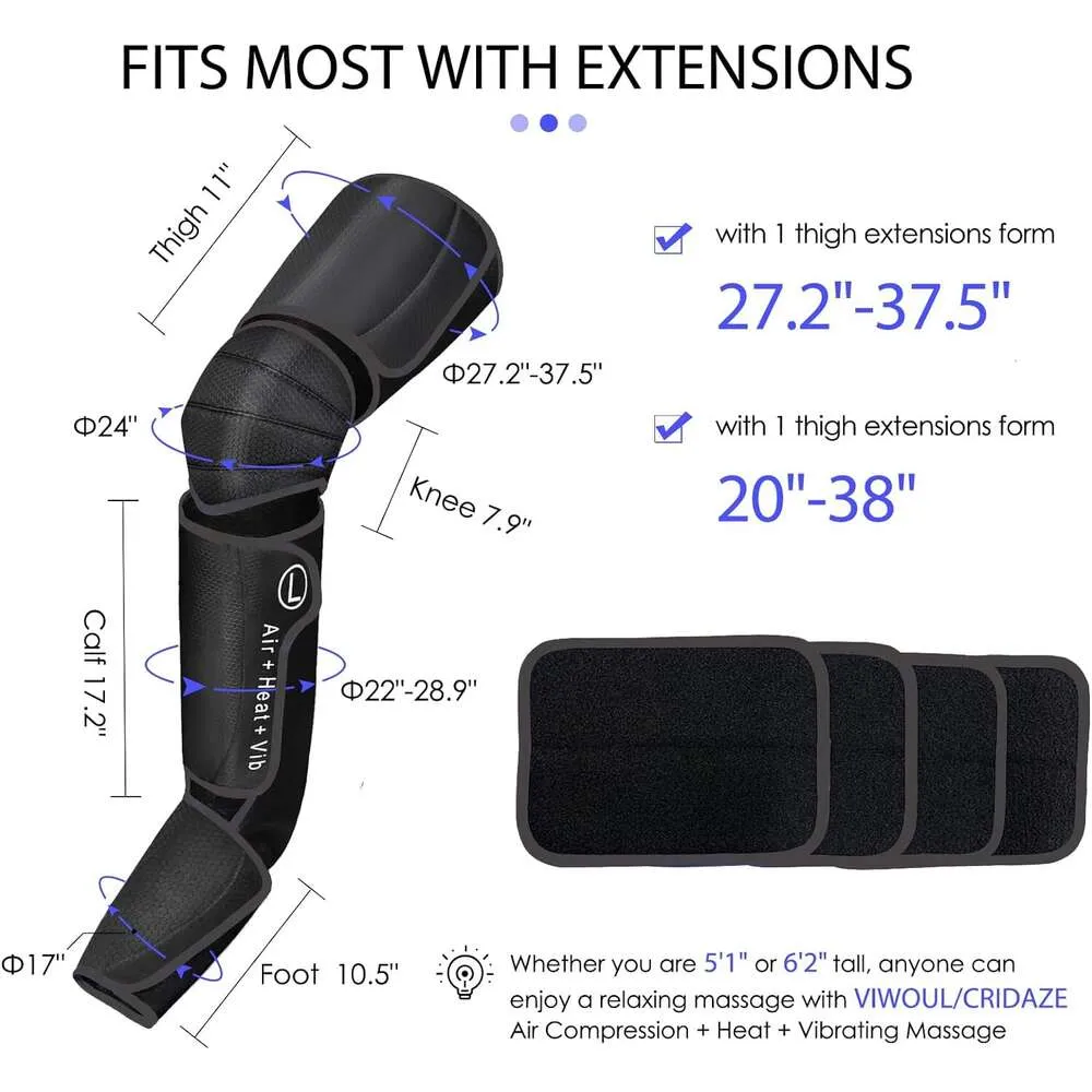 Ultimate Full Leg Massager with Heat and Air Compression Vibration - Foot and Calf Massager for Circulation and Pain Relief - Keen Heat Function Included