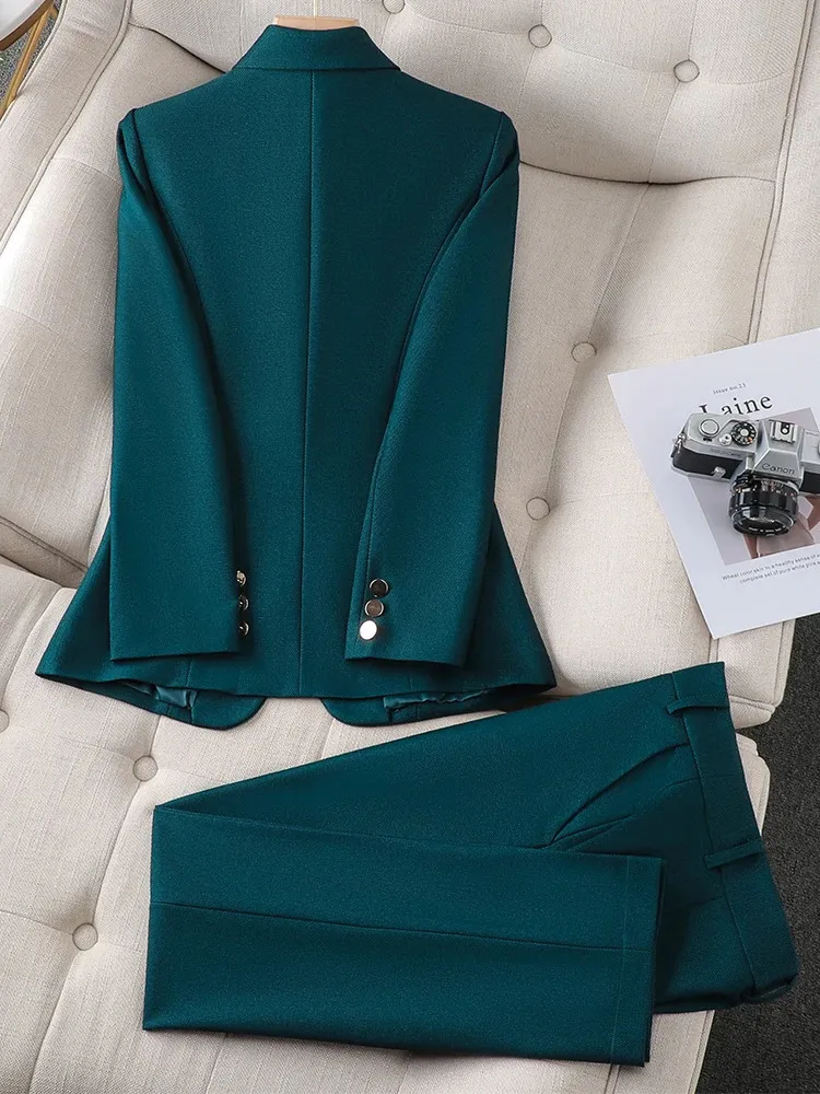 Ladies Blazer And Pant Suit Women Green Purple Blue From 46,19