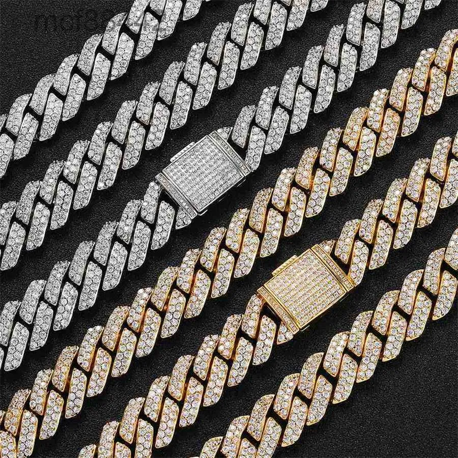 Jewelry 15mm Double Row Zircon Diamond Cuban Chain Necklace Fashion Brand Personality Hip-hop Mens Bracelet