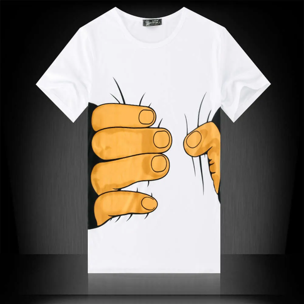 2022 NYA SOMMER MÄNS KORT SLEEVED T-shirt 3D Big Hand Short Sleeved T-shirt Korean Edition
