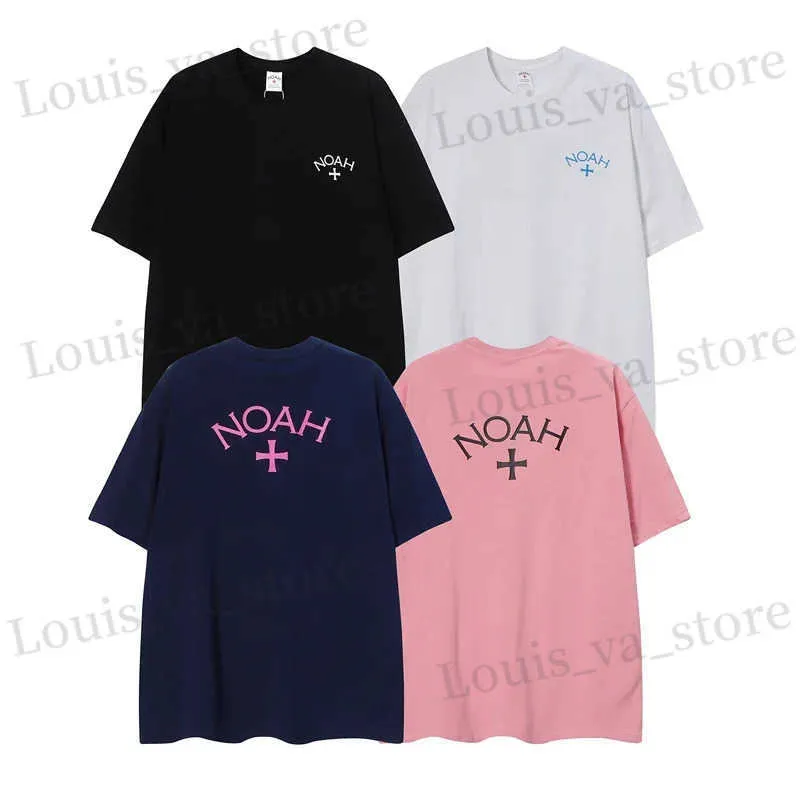 T-shirts masculins avant arrière croix noah imprime 100% coton t-shirt hommes femmes meilleures qualité oversize t-shirt ts top t240419