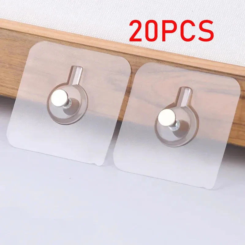 1020PCS Strong Adhesive Hooks Clear Picture Frame Poster No Drilling Wall Cabinet Kitchen Bathroom Accessories Screw Hook 240407
