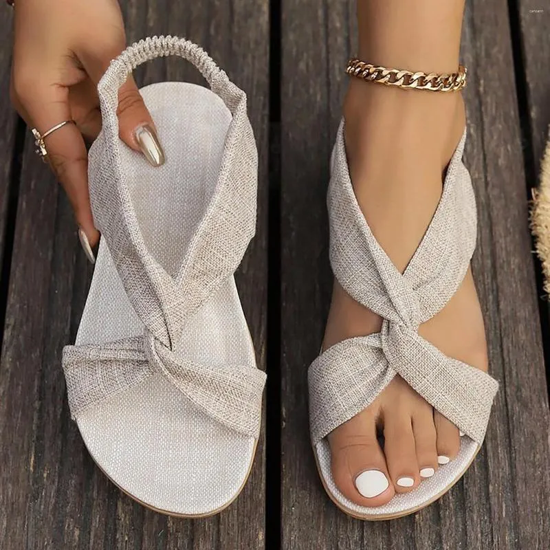 Slipare kvinnor Sandaler Slide Women's Beach Hollow Casual Flat Shoes Retro Fit Flops Storlek 8