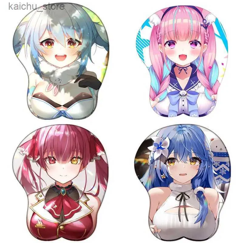 Mouse Pads Wrist Rests Virtual Youtuber Hololive Usada Minato Gaming Cute Anime 3D Gamer Kawaii Sexy Oppai Mousepad Silica Gel Wrist Rest Mouse Pad Y240419