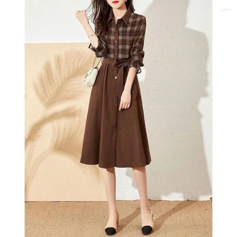 Casual fall long dresses for women British style knee-length plaid cotton  dress with hooded collar from Dhgate Basic & Casual Dresses - price 40.49