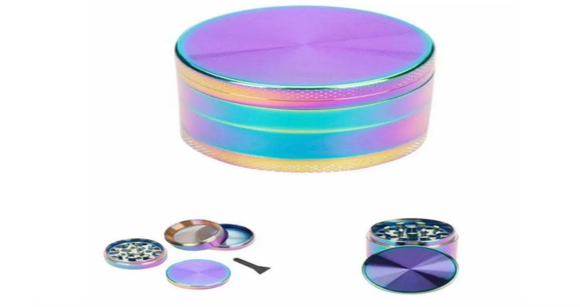 4 Layers 40mm Dazzle Colour Tobacco Crushers Grinders Ice Blue Metal Zinc Alloy Herb Grinder Rainbow Smoking Accessories sea shipp4048609