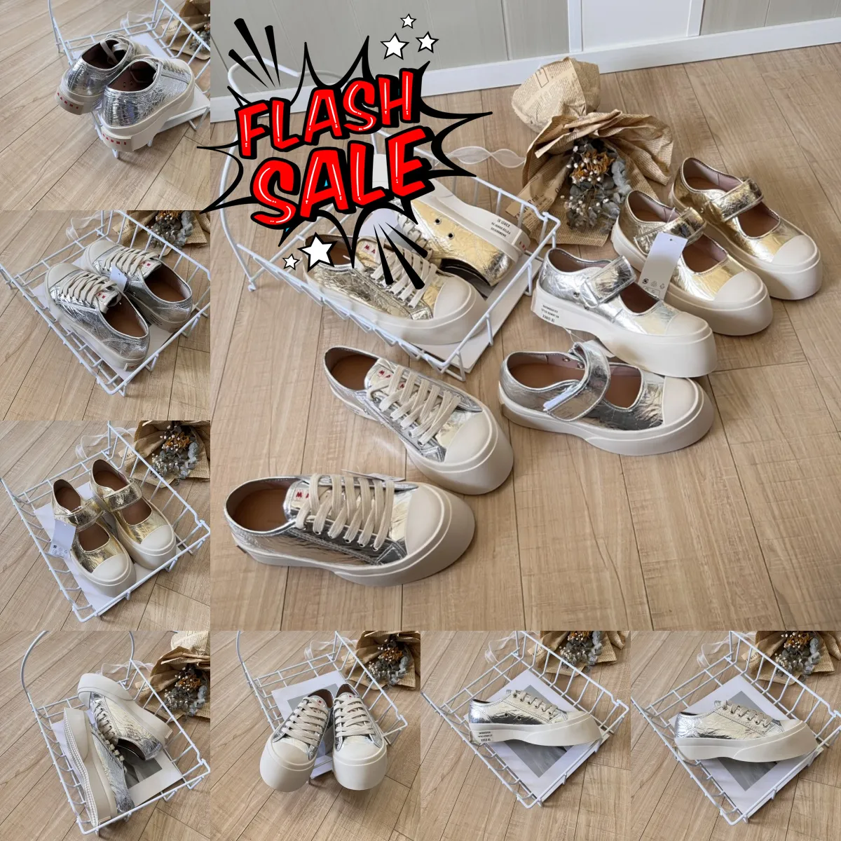 Casual schoenen Designer schoenen Damesplatform Vintage Trainers Sneakers Goudzilver vat klittenband Maat 36-40 Klassiek Gai Golden White