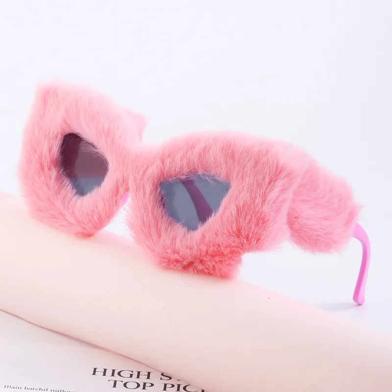 Негабаритные мягкие меховые солнцезащитные очки для женщин Большой квадратный плюш модный бренд солнце
