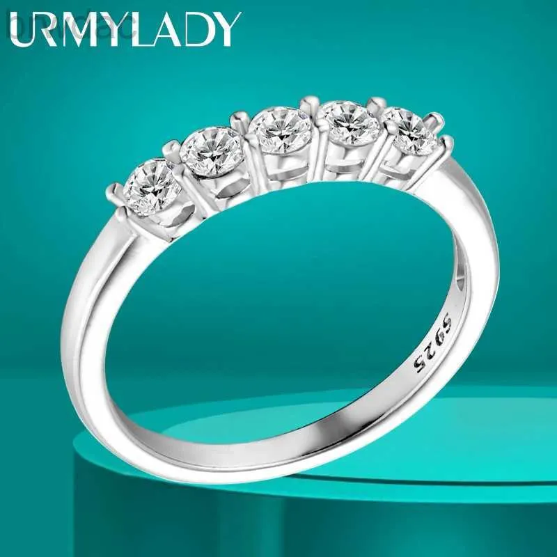 Solitaire Ring Urmylady White Gold D Color 4mm Moissanite Ring for Women 1.5ct Stone Match Diamond Wedding Band Bride S925 Sterling Silver GRA D240419