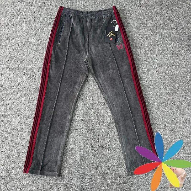 Herenbroek vintage strepen track mannen vrouwen klassieke geborduurde vlinder naalden awge joggingbroek fluwelen broek met tags