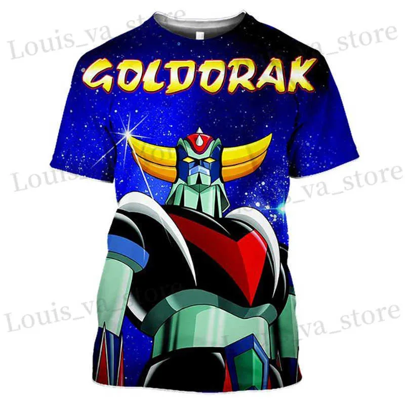 Мужские футболки Summer Goldorak Футболки аниме Robot Robot Grendizer 3D Print Strtwear Мужчины женщины повседневная мода негабаритная футболка Kids TS Tops T240419