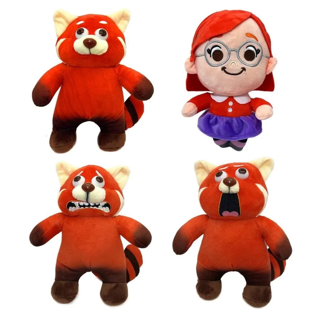 Waschbär Movie Charakter Kawaii Brown Bear drehen rote Jugendplüschspielzeug Cartoon Puppe