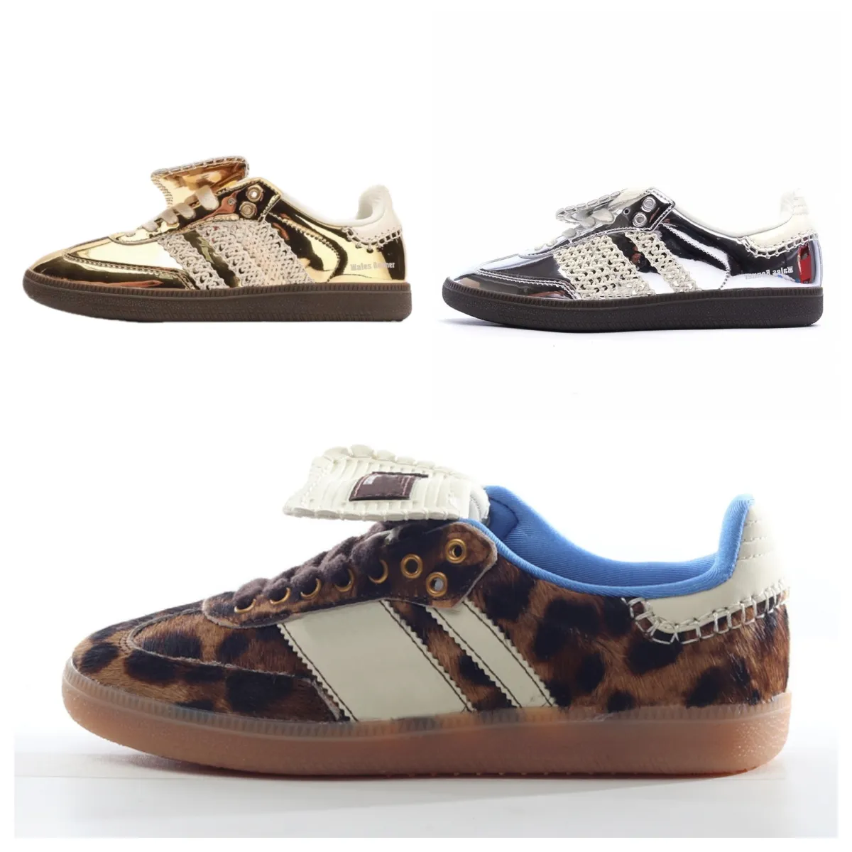 2024 utomhus casual skor vegan og wales bonner skor leopard ponny tonal sliver guld män kvinnor tränare bruna platta sneakers storlek 36-45