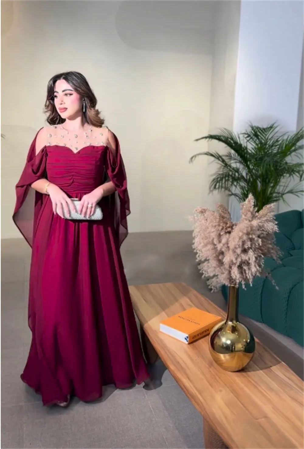 Purple Mother of the Bride Dress Plus Size Crystal Ruched Chiffon A-Line  Gown with Cape from Dhgate Mothers Dresses