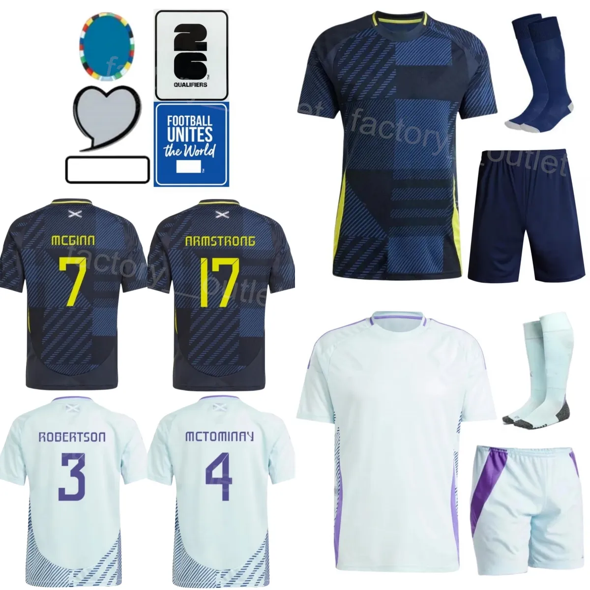 Nationslag 24 Gordon Soccer Jerseys Men Youth 2 Ralston 17 Armstrong 23 McLean 5 Hanley 8 McGregor 16 McKenna 3 Robertson Football Shirt Kits Euro Cup 24 25 Sugelan