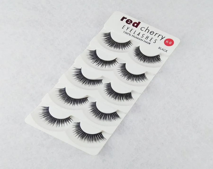 Red Cherry 5 Par False Eyelashes 18 Styles Black Cross Messy Long Thick Fake Eye Lashes Beauty Makeup High Quality1458685