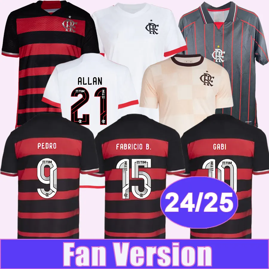 24 25 Flamengo GABI Mens Soccer Jerseys L. ORTIZ L. ARAUJO PEDRO Home Away Training Wear Limited Edition Football Shirts Short Sleeve Uniforms