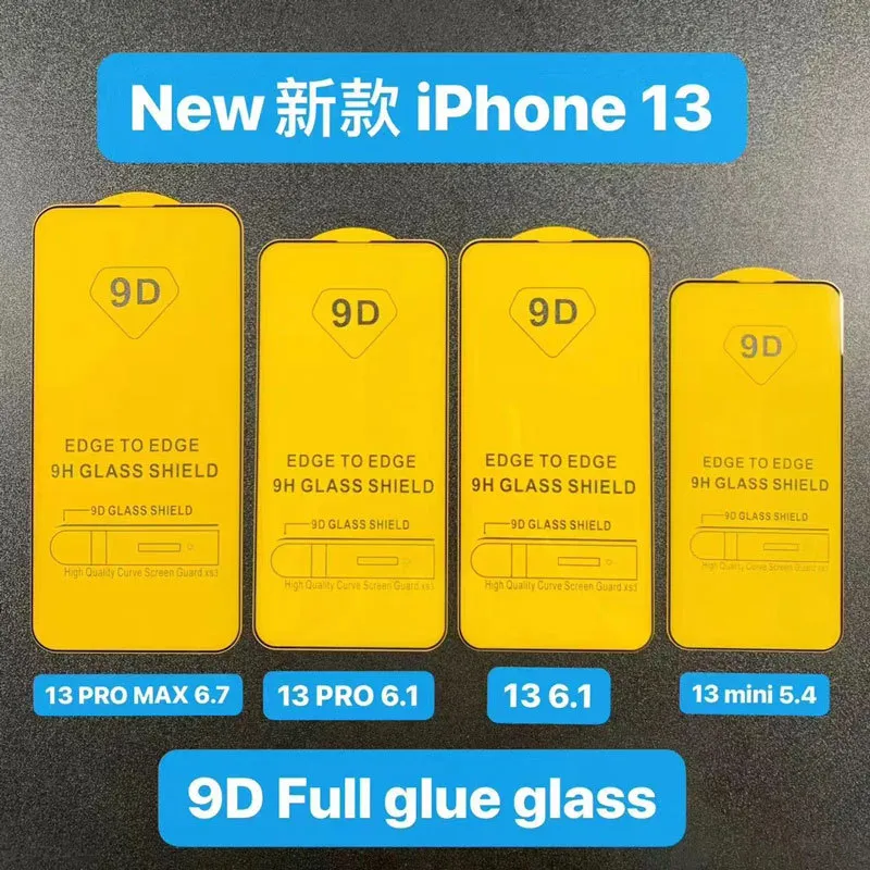 500pcs 9D Protetor de tela transparente SILM para Apple iPhone 15Pro 15Promax 13 x 12 15 14 xs max 14promax mini 11 pro max xr vidro temperado com borda para iPhone filme