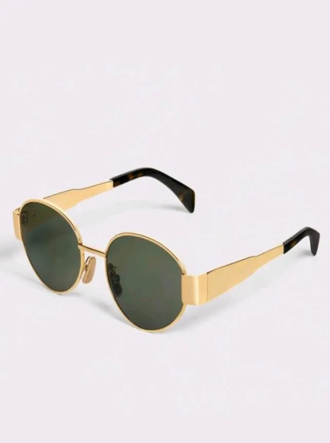Okrągłe owalne okulary przeciwsłoneczne złota metalowa zielona soczewki kobiety mężczyźni sportowe okulary sonnenbrille gafa de sol z case1502734