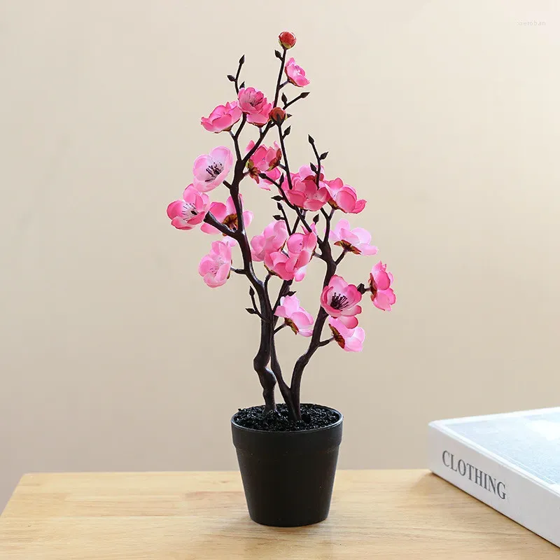 Decoratieve bloemen kunstmatige kleine pruimenbloesem bloem bonsai creatief plant huis woonkamer decor jaar cadeau