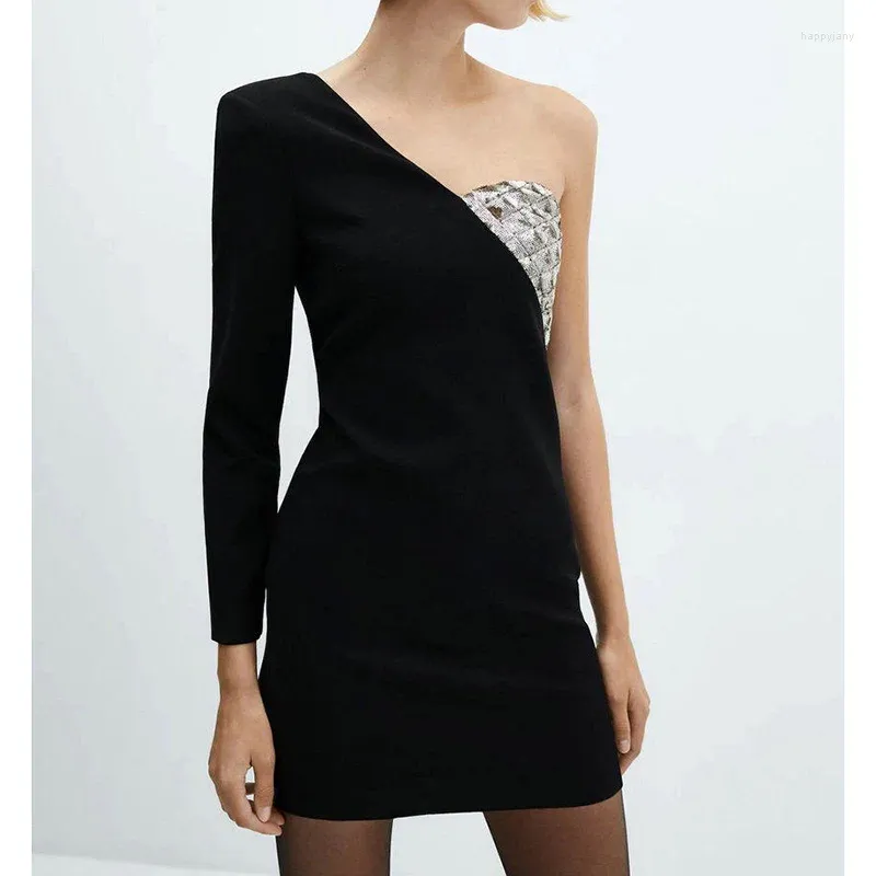 Robes décontractées robe de femme automne vintage noir élégant mini pour femmes 2024 mode sexy feme fête des vêtements de soirée Mujer