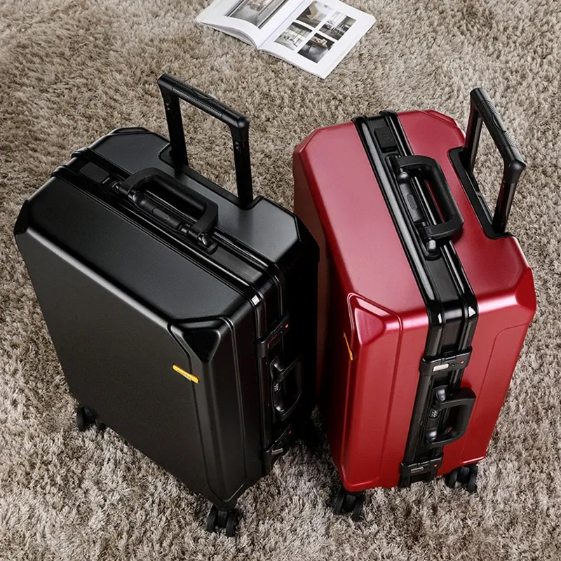 Luggage New Unisex Fashion Bag Capacity Rolling Aluminum Frame USB Charging Trolley Suitcase 20/24/26 Inch Students Password Travel Case