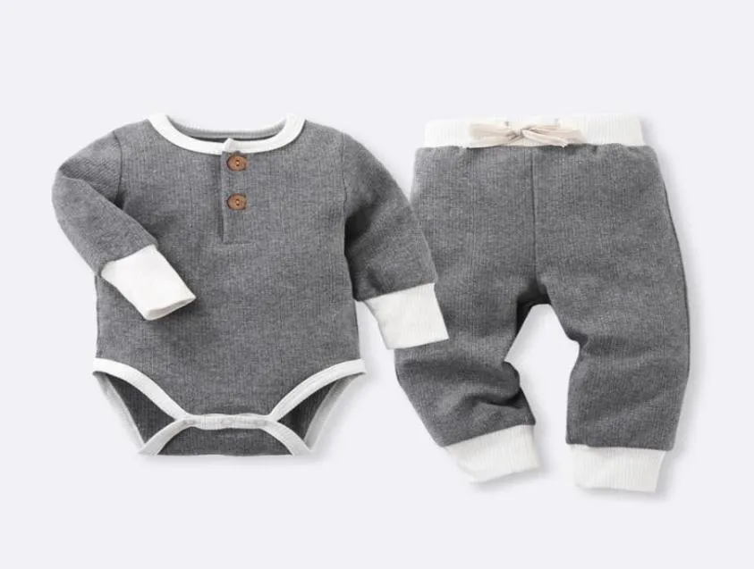 Clothing Sets Born Infant Baby Boys Girls Clothes Autumn Winter Body SuitsPant Outfits Casual Pajamas Cotton Sleepwear Suits Rib1196366