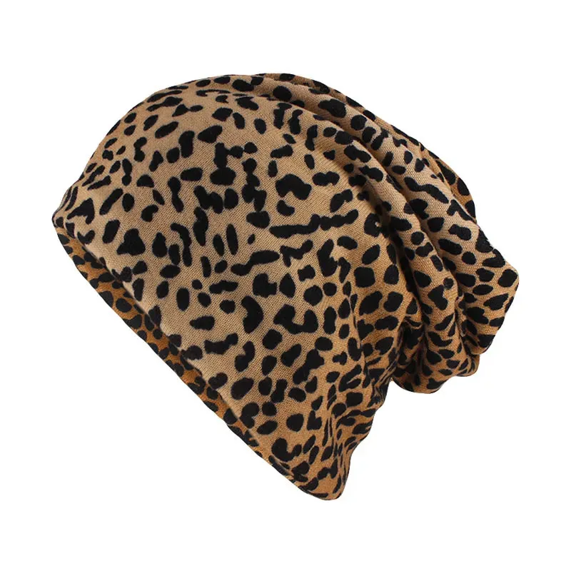 Top Fashion Women Hat a strisce femmine berretti da seno a strisce per leopardo in poliestere casual Cappuccetto due Cappelli caldi a molla autunnale 240419