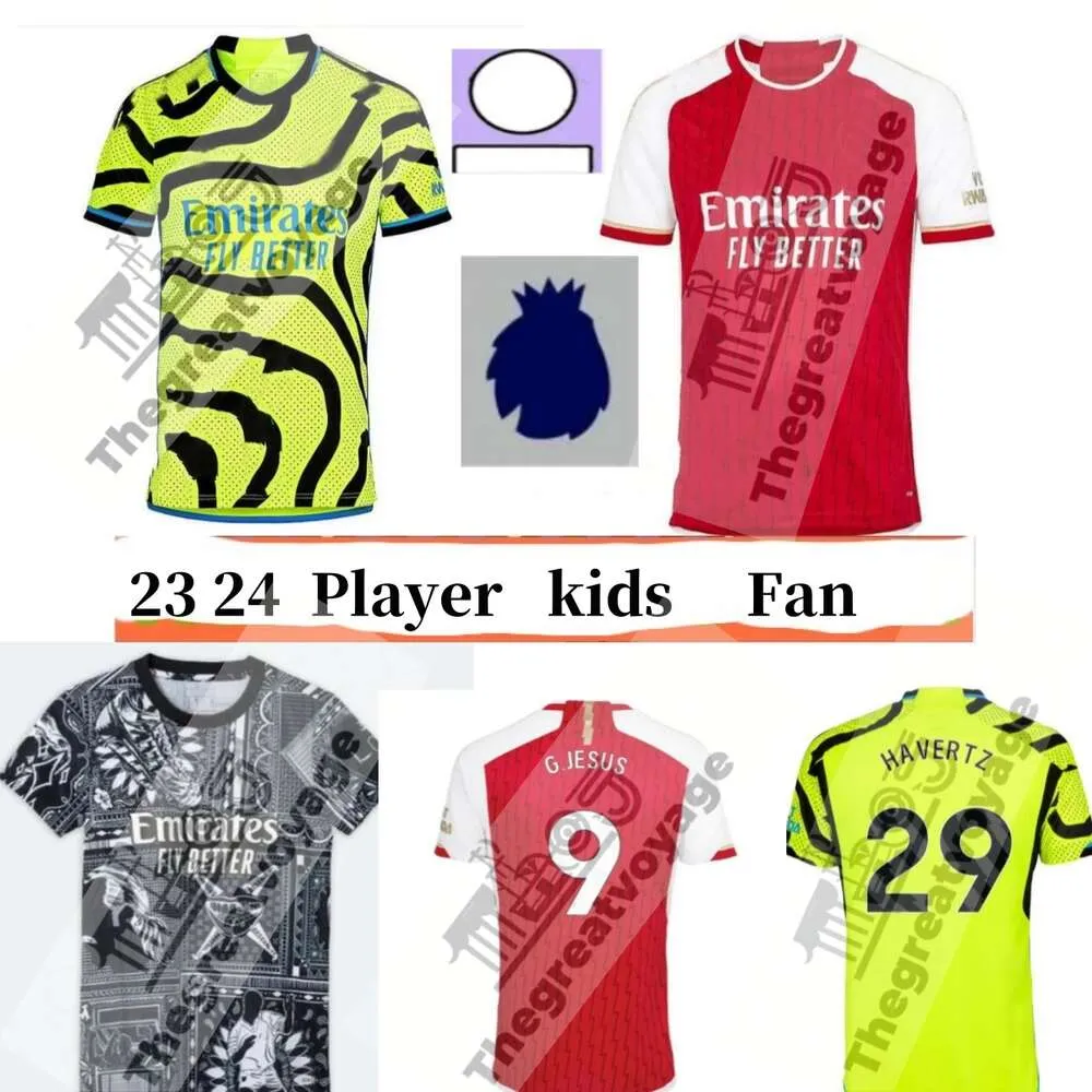 23 24 Gunner Soccer Trikots Fans Martinelli Smith Rowe Saka 2023 2024 Football Shirt Men Kit Pepe Odegaard Nketiah G.Jesus Fabio Vieira Zinchenko Sommersportwear