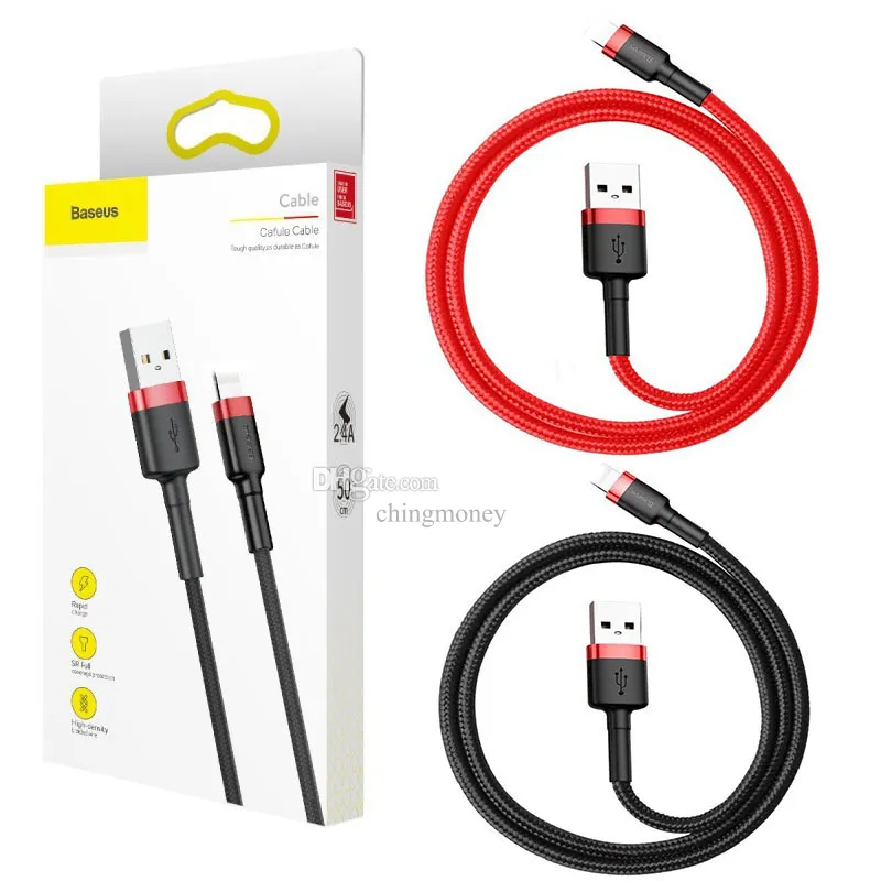 Baseus van de bovenkwaliteit 60W USB Snel oplaadsnoeren Snelle telefoonlader Kabel Telefoonkabel voor telefoon 7 8 x 11 12 13 QC3.0 Flash Charger Cord mobiele telefoon Notebok kabel