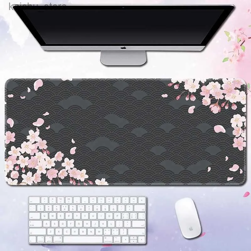 Cuscinetti per mouse Il polso riposa in bianco e nero fiore di ciliegio mousepad personalizzato tastiera tastiera tastiera tastiera tampone per laptop tavolo anti-slitta