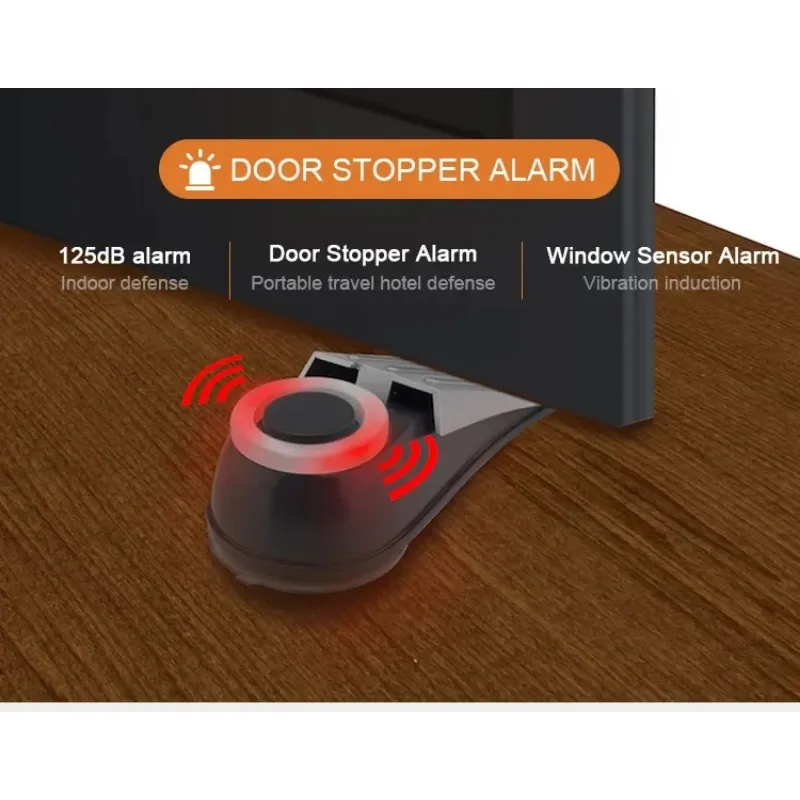2024 Door stopper for women living alone, window vibration alarm, hotel door stop with flashing light and anti-theft alarm - for single