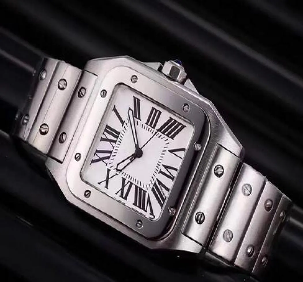 Luxury Top Brand Men Square Watche Genève, véritable quartz en acier inoxydable montres mode Hi-Quality Mens4446081