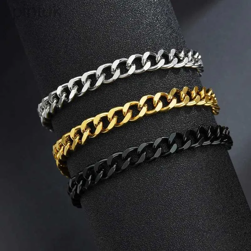 Chain High Quality Stainless Steel Bracelets For Men Blank Color Punk Curb Cuban Link Chain Bracelets On the Hand Jewelry Gifts trend d240419