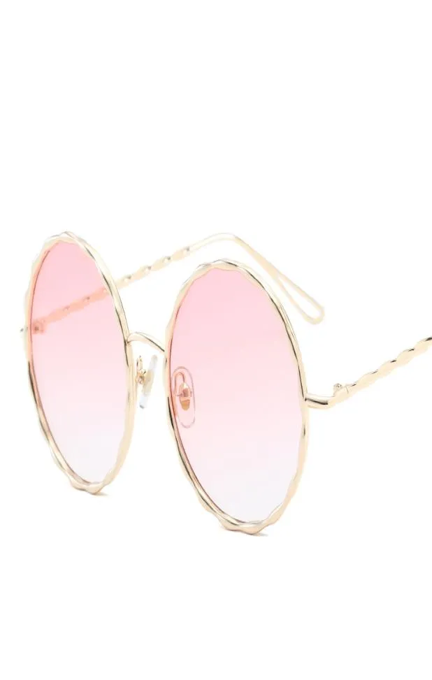 Pink Lens gotiska runda solglasögon för man 2017 Tennis Polariserad guld rostfritt ram utomhus steampunk designer glasögon vintage wi1223804