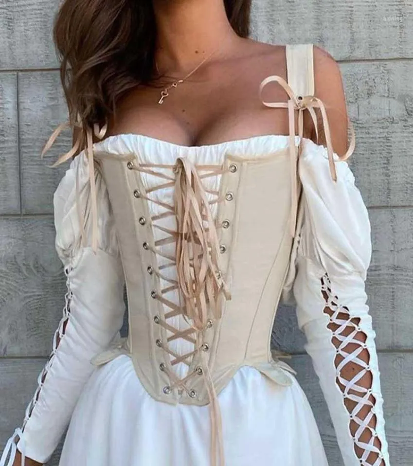 Women039s Tanks Vintage Corset Bustier Tops Summer Women Cut Out Lace Up Up Bandagem Tanque de Fada com Fada Princesa Cospl3436105