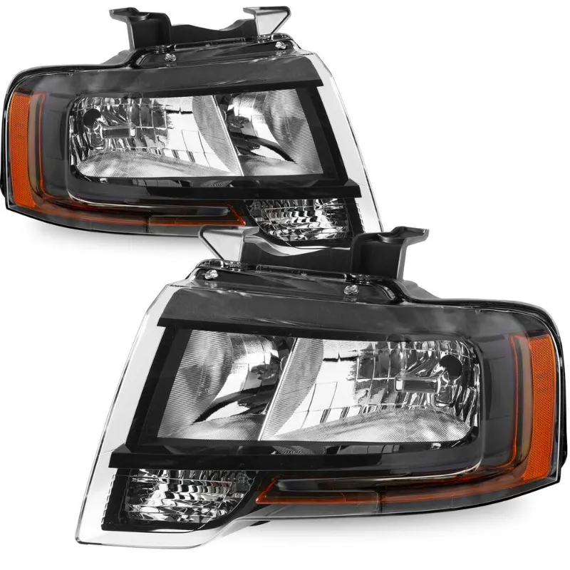 Faróis para 2015 2016 2017 Ford Expedition Black Headlamps Montbly Part L+R