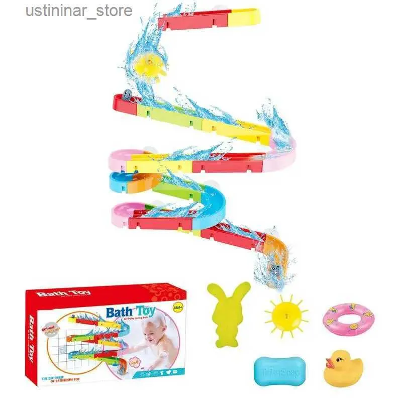 Sand Play Water Fun Bathtub Water Slide Toy 39pcs Water Spray Bath Toy DIY Track Building Set Assembled Slide Water Track Blocks Set For Girls L416