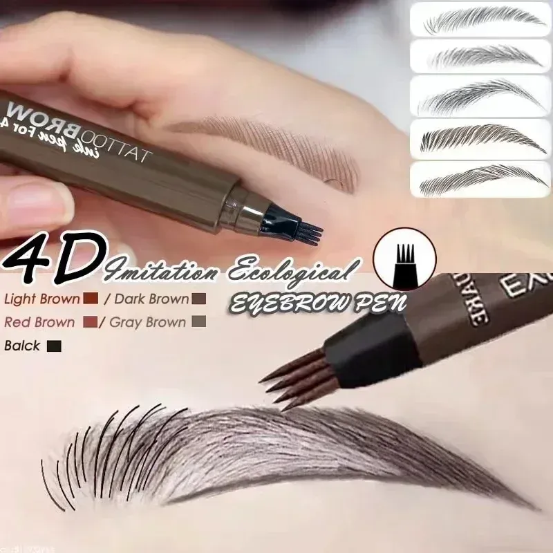Förbättrare 4 Point Eyebrow Pencil Makeup For Women Waterproof Liquid Eyebrow Pen Makeup Eyebrow Pencil Microblade Cosmetics Hållbar