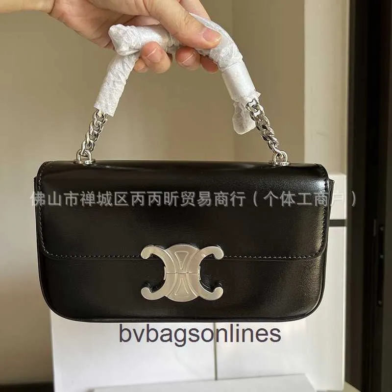 High end Designer bags for women Celli Buckle Chain Underarm Bag Silver Buckle Black Cowhide Shoulder Bag original 1:1 with real logo and box