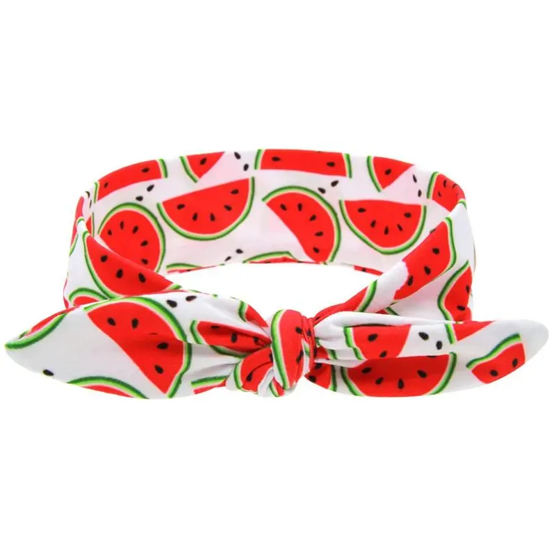 Baby Girls Hair Accessories Headband Infant Fruit Bows Newborn Rabbit Ear Watermelon Soft Ribbon Children Kids Headwear