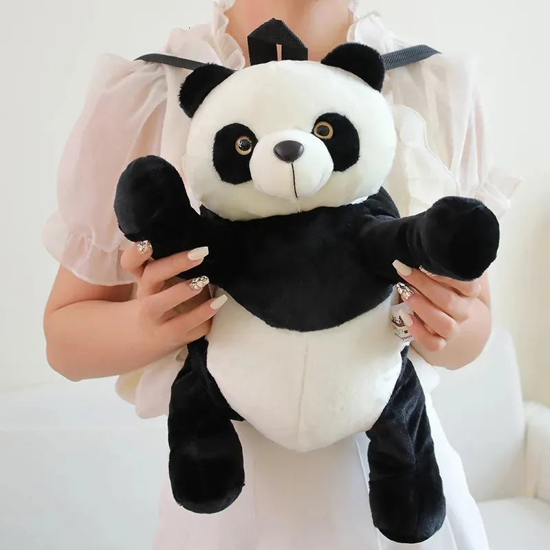 3545 cm panda en peluche sac à dos caricature mignon jouet en peluche douce sac à banc d'animaux pour enfants cadeaux d'anniversaire filles 240407