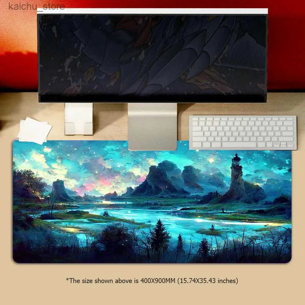 Podkładki myszy Opiera się na myszy Green Forest Myse Mat Mat Mousepad XXL MATE MAT MAT DUŻE KLEATY MAT DEK MOUSEPADS DO COMPUTER LAPTOP MOLE MOISE Y240419