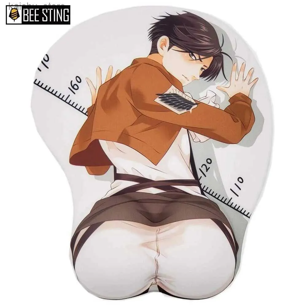 Mouse Pads Wrist Rests Anime Mousepad Cartoon Top For Attack on titan Levi Wrist Rest Big soft Breast 3D Gaming female Mouse Pad Height free shipping Y240419