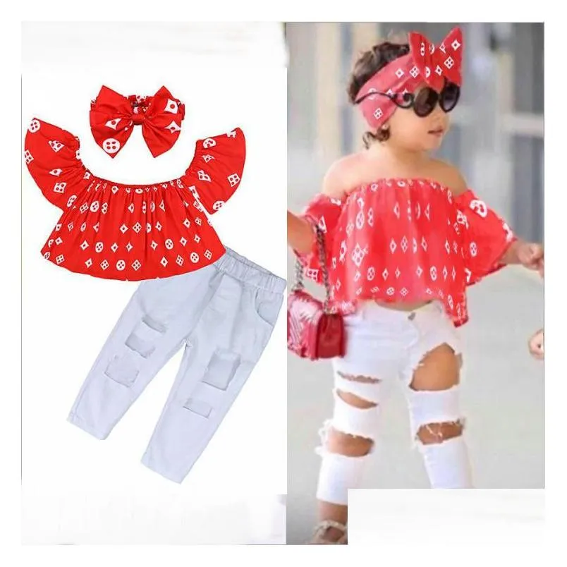 Clothing Sets Baby Girls Set Clothes Kids Fashion Top Pant Two Piece Children Summer Suit Boutique Outfits Drop Delivery Maternity Otfda