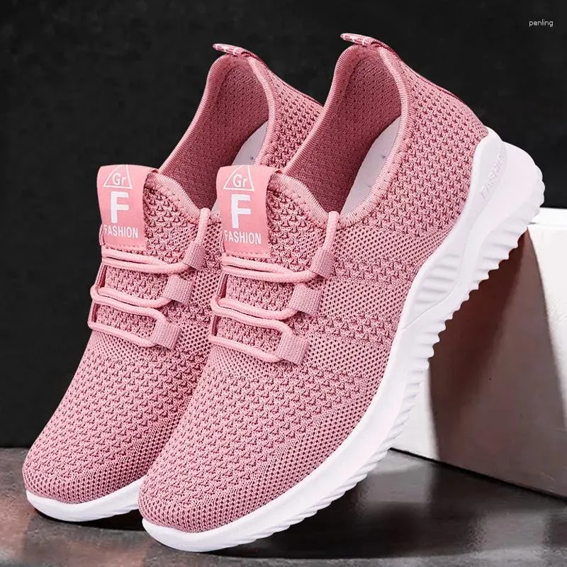 Chaussures décontractées baskets féminines Summer confortable Fashion Fashion Femmes Femmes Soft Soft Polyvylele Lace-Up Running