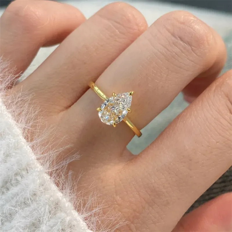 Pierścienie woda upuść Diamond S925 Srebrny projektant Pierścień dla kobiety 8a Cubic Zirkonia Love Małże Ślubne