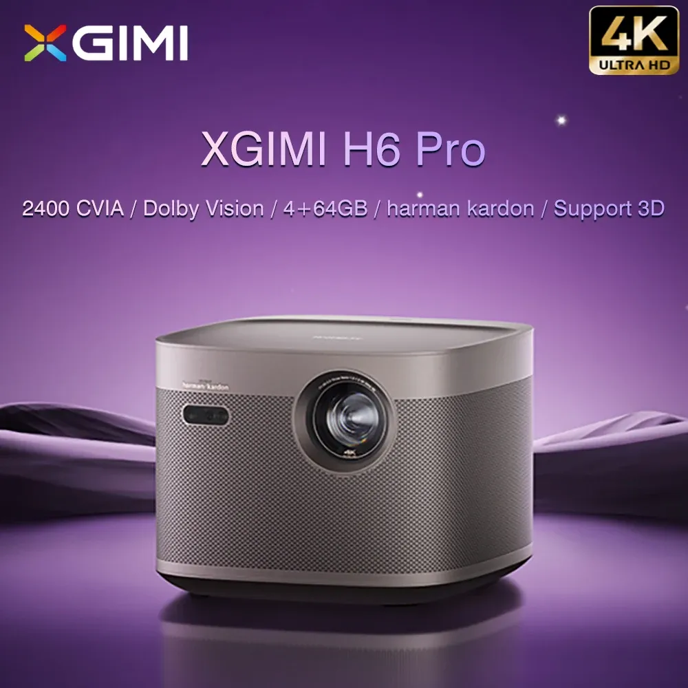 New Xgimi H6 Pro 4K Laser Projector Smart Home Cinema مع 2400Cvia Lumens Android 4+64GB WiFi Auto Keystone Focus Full HD TV